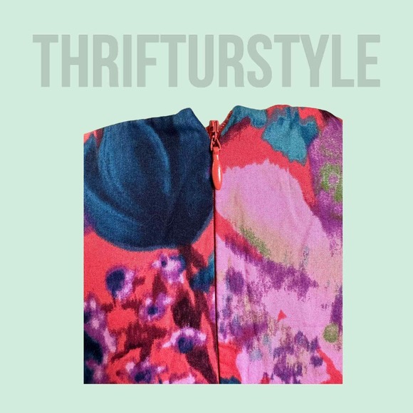 J CREW Floral Print Sleeveless‎ Dress Colorful Pattern Party Cocktail Size 2 - Picture 6 of 8